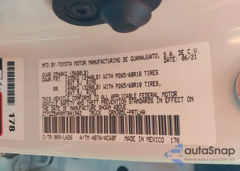 2021 Toyota Tacoma Limited z USA, uszkodzony, nr VIN 3TYGZ5AN9MT041942